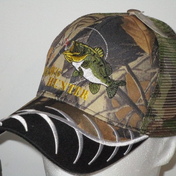 New 3 Oaks Adjustable Camo / Camo Net Back Fishing Baseball Cap,Snap Adjust#763 - Picture 2 of 10